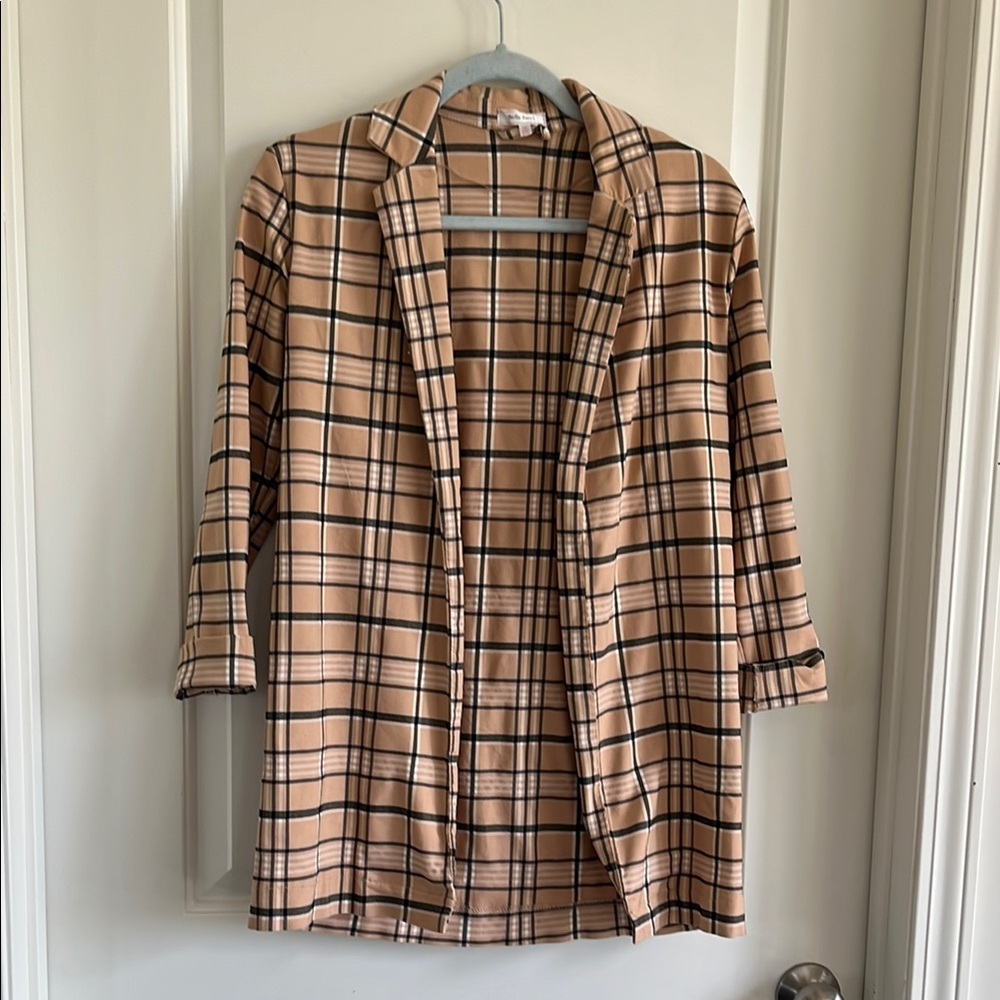 Stella Tweed plaid open  jacket size small
